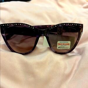 True Religion Purple Tortoiseshell Cat-Eye Sunglasses with Stud Detailing